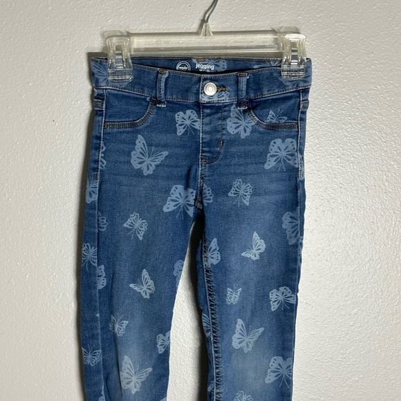 Wonder Nation Girls Blue Denim Jegging Jeans Butterfly Print size M(7-8) - Picture 2 of 7